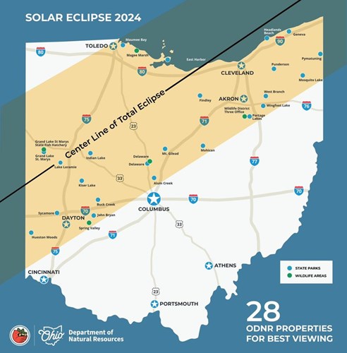 ODNR 2024 Solar Eclipse Map Ohio